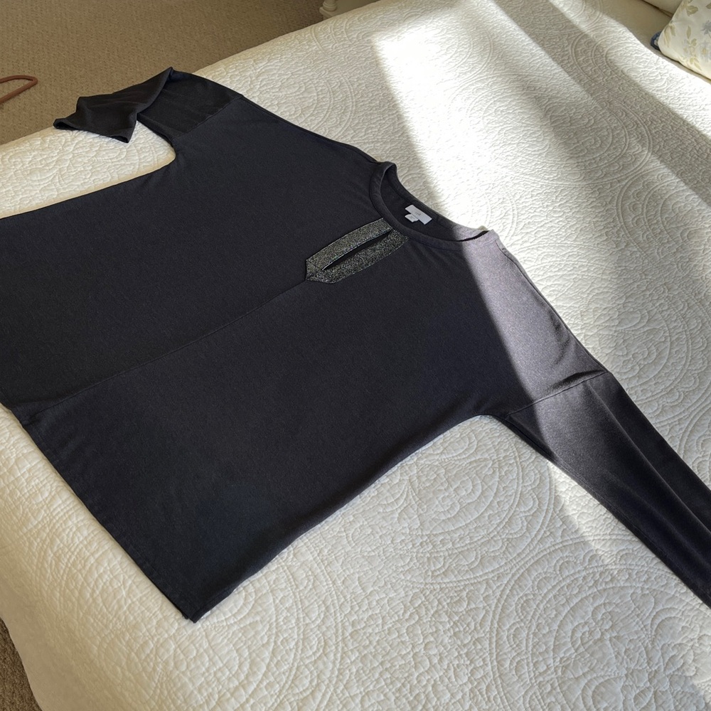 J. Jill Sparkle Keyhole Jersey Tunic Top Women’s XLP Gray Lightweight‎ Modern - Picture 9 of 15